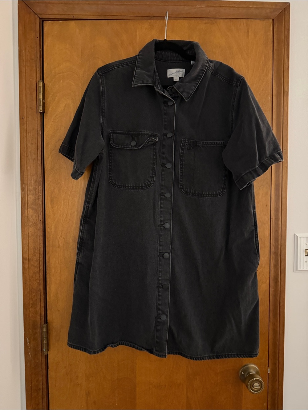 Universal Thread Washed Black Short-Sleeve Shirt Dress
